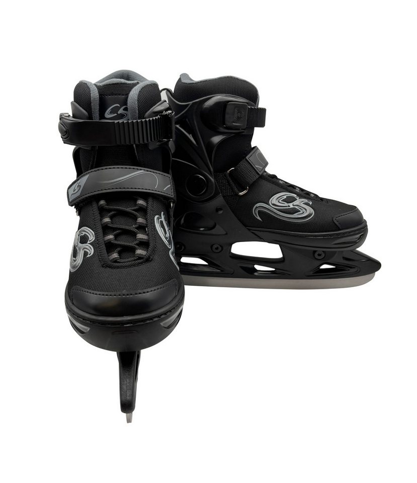 Cox Swain Schlittschuhe CRYSTAL – größenverstellbar, Softboot – Black/Grey – S (33-36), Verstellbare Schlittschuhe mit Edelstahlkufen Bild 3