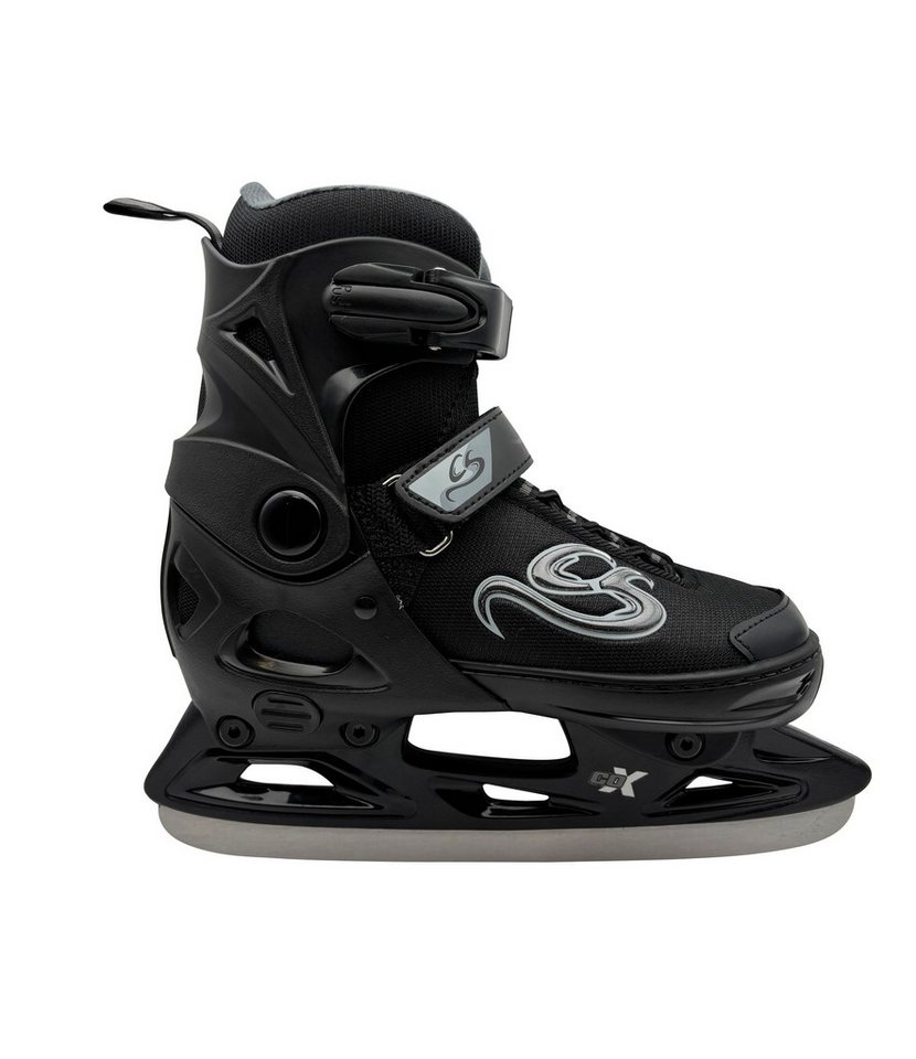 Cox Swain Schlittschuhe CRYSTAL – größenverstellbar, Softboot – Black/Grey – S (33-36), Verstellbare Schlittschuhe mit Edelstahlkufen Bild 5