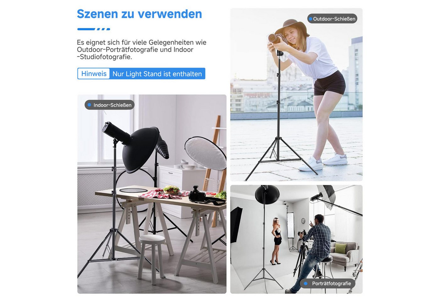 Neewer ST-200 Fotografie-Lichtstativ, Höhenverstellbar 92-200cm, trägt 8 kg Lampenstativ (Stativständer für Studio Reflektoren Softboxen Lichter) Bild 2