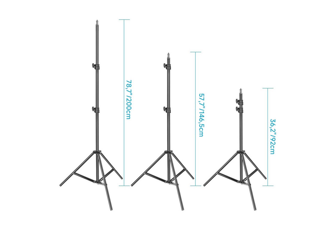 Neewer ST-200 Fotografie-Lichtstativ, Höhenverstellbar 92-200cm, trägt 8 kg Lampenstativ (Stativständer für Studio Reflektoren Softboxen Lichter) Bild 3
