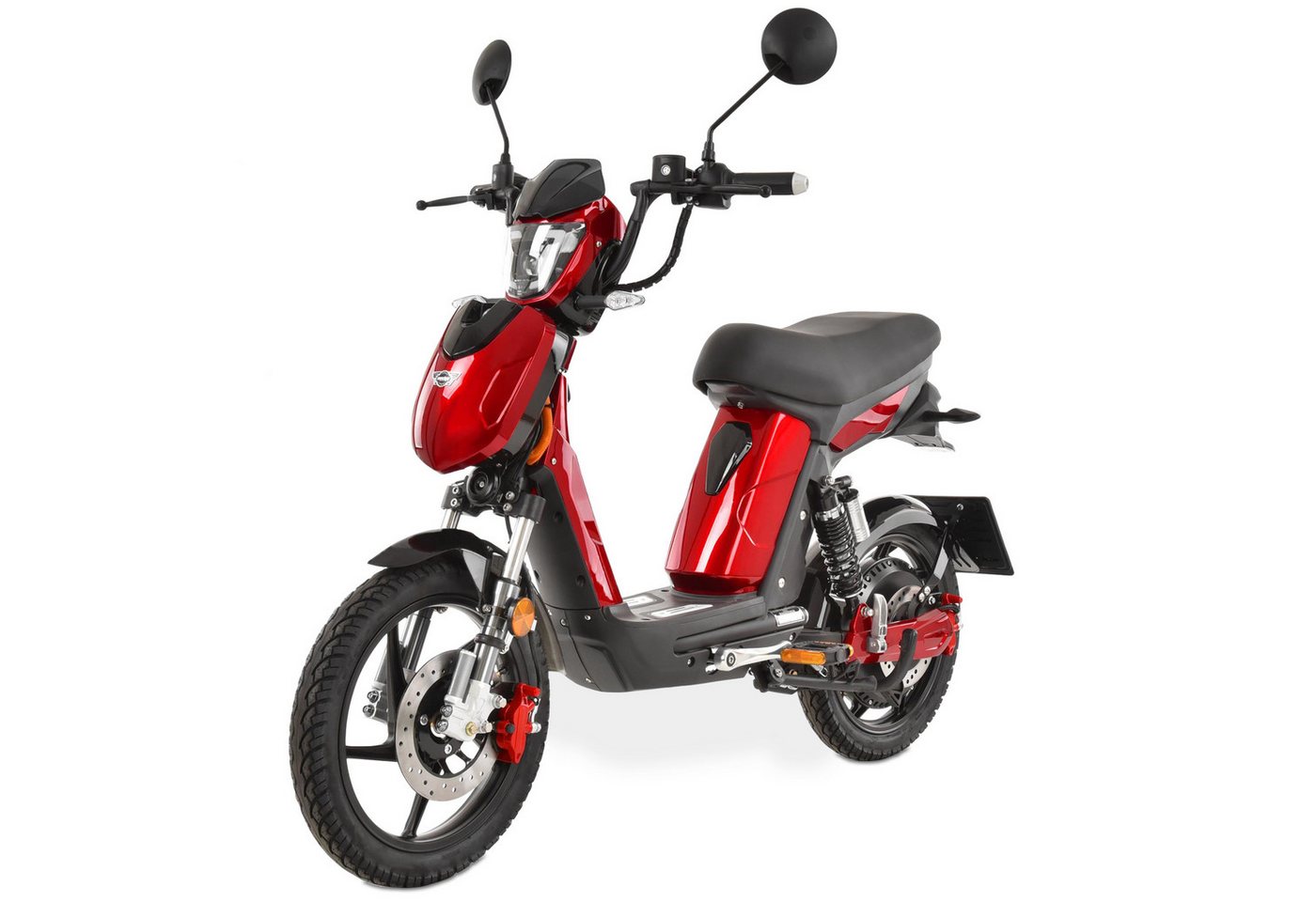 Hecht E-Mofaroller BETIS RED 48V Akku entnehmbar 40 km Reichweite Scheibenbremsen, 900 W, 45 km/h, Pedalantrieb, Gasdruckfederung, Funkschlüssel, Staufach Bild 5