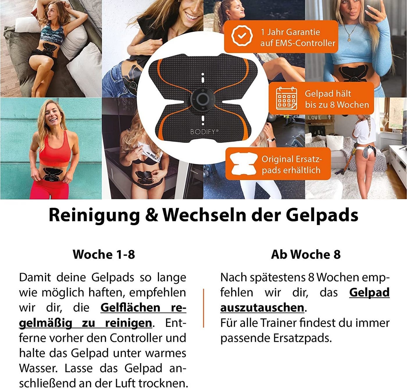 BODIFY EMS-Bauchmuskeltrainer - Original Ersatz-Pads 2er-Set (Ohne Controller) für EMS Bauchtrainer, (4-tlg) Bild 4