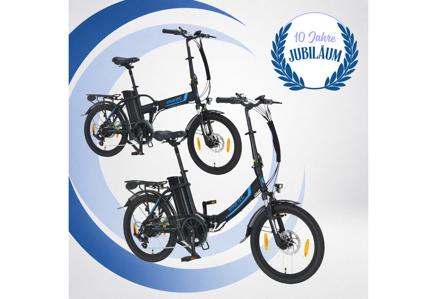 smartEC E-Bike Klapprad 2er Pack Camp-20D & 20H Falt Pedelec/E-Bike 20 Zoll Schwarz smartEC, 7 Gang Shimano Tourney Schaltwerk, Kettenschaltung, Hinterrad-Nabenmotor, 562.00 Wh, (2er Set, 12 tlg., Akku mit Ladegerät), Damen/Herren Unterstützung 25 km/h Anfahrhilfe Scheibenbremse StVZO Bild 5