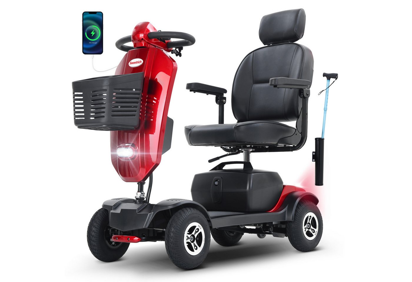 Rolipo Elektromobil Klappbar Elektromobil für Senioren und Erwachsene 20AH Akku,15-25km, 300 W, 6 km/h, Reichweite Elektroroller mit Sitz und Korb Elektro Scooter bis 136kg Bild 3