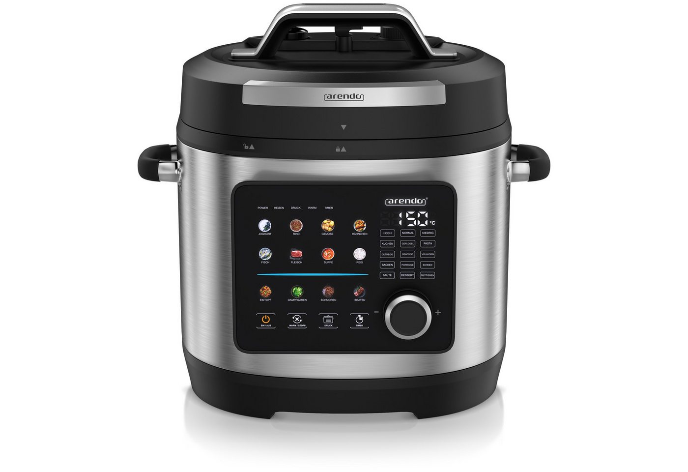 Arendo Multikocher Schnellkochtopf 6 Liter elektrisch, 24 Programme, Touch & Drehknopf, 1000 W, 6 l Schüssel, 3 Druckstufen, 24-Stunden-Timer, Warmhaltefunktion und Dämpfeinsatz Bild 3