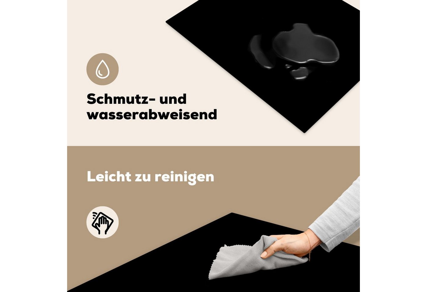 MuchoWow Herd-Abdeckplatte Schwarz - Einfarbig, Vinyl, (1 tlg), Küche Herdabdeckung Ceranfeld Induktionsfeld Vinyl, 65x50 cm