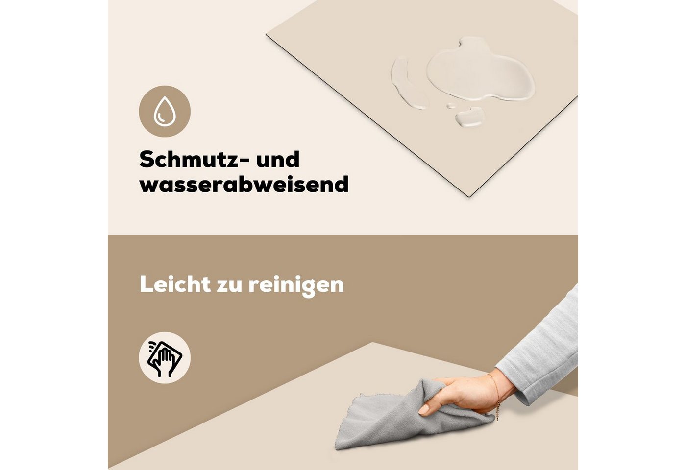 MuchoWow Herd-Abdeckplatte Beige - Unifarben, Vinyl, (1 tlg), Abdeckung Induktionskochfeld Schutzmatte, Küche Deko, 65x52 cm Bild 5