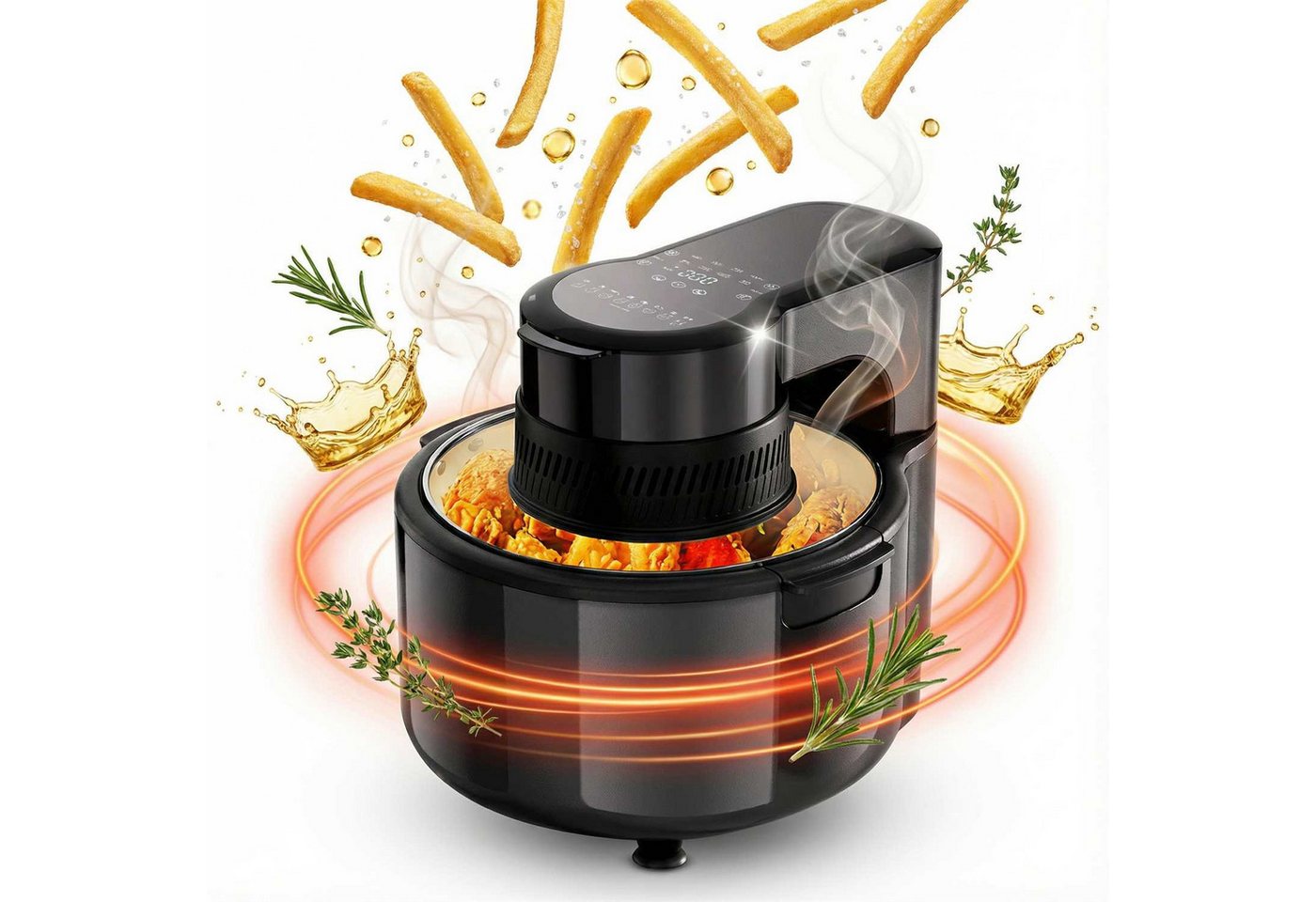 BBWL Heißluftfritteuse 5L Airfryer mit Sichtfenster Timer 200 Min, 1200 W, Temperatur 80–200°C Vorwahlfunktion 24h Bild 5