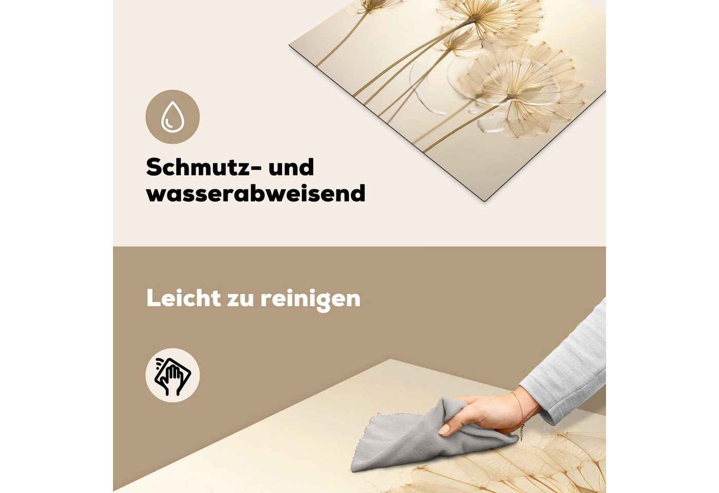 MuchoWow Herd-Abdeckplatte Sonnenlicht - Löwenzahn - Botanisch - Blumen, Vinyl, (1 tlg), Ceranfeldabdeckung Küche, Herdabdeckplatte Einteilig, 59x51 cm Bild 3