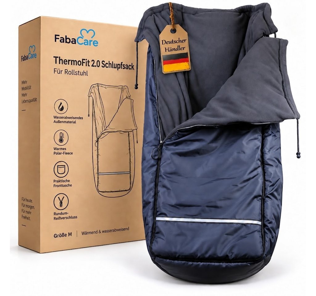 FabaCare Fußsack Thermo-Schlupfsack für Rollstuhl, Rollstuhldecke warm, wetterfest