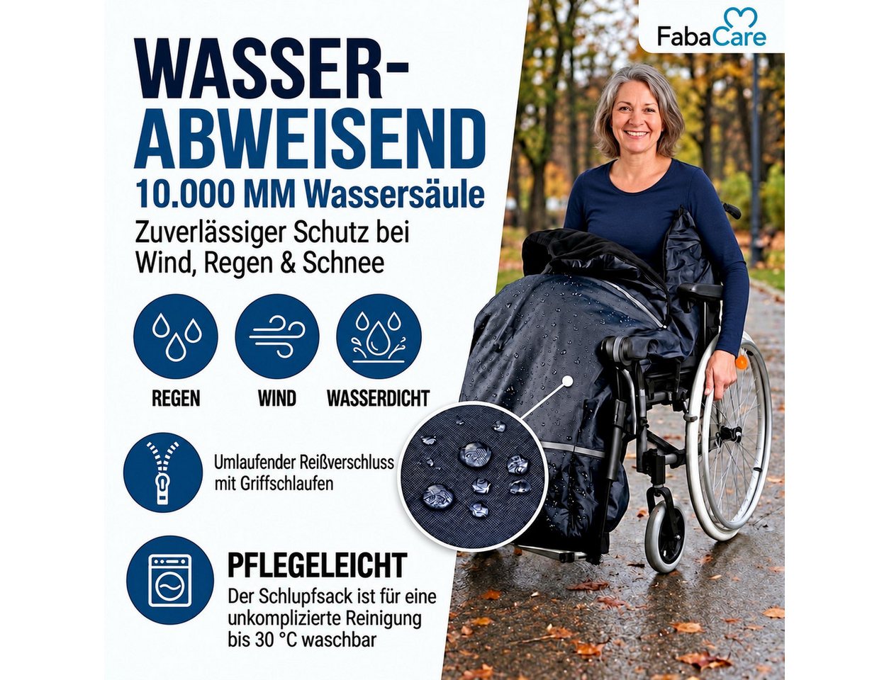 FabaCare Fußsack Thermo-Schlupfsack für Rollstuhl, Rollstuhldecke warm, wetterfest Bild 4