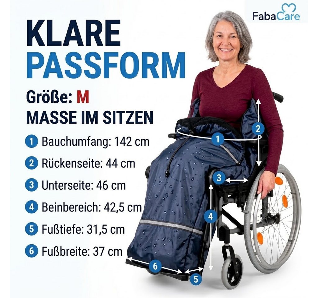FabaCare Fußsack Thermo-Schlupfsack für Rollstuhl, Rollstuhldecke warm, wetterfest Bild 5