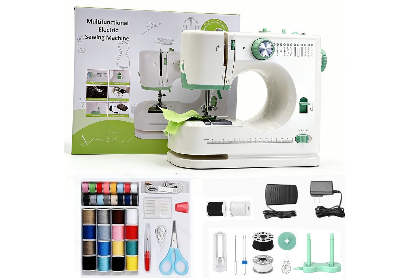 feinlux Nähmaschine Haushaltsnähmaschine mit 12 Stichmustern, 2 Geschwindigkeit für Anfänger Bild 5