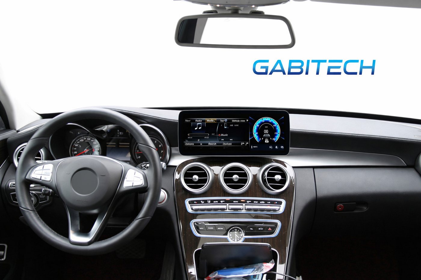 GABITECH Android 14 Autoradio CarPlay GPS für Mercedes C/GLC/V/X W205 NTG 5.0 Autoradio (Bluetooth, WLAN (Wi-Fi), Mobilfunknetz (3G/4G/optional 5G), Drahtlose Verbindung mit Handy, USB-Verbindung, Drahtlos Carplay und Android Auto. Octa-Core. Qualcomm) Bild 2