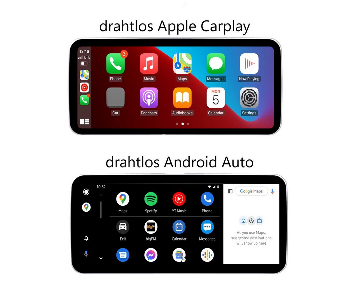 GABITECH Android 14 Autoradio CarPlay GPS für Mercedes C/GLC/V/X W205 NTG 5.0 Autoradio (Bluetooth, WLAN (Wi-Fi), Mobilfunknetz (3G/4G/optional 5G), Drahtlose Verbindung mit Handy, USB-Verbindung, Drahtlos Carplay und Android Auto. Octa-Core. Qualcomm) Bild 3