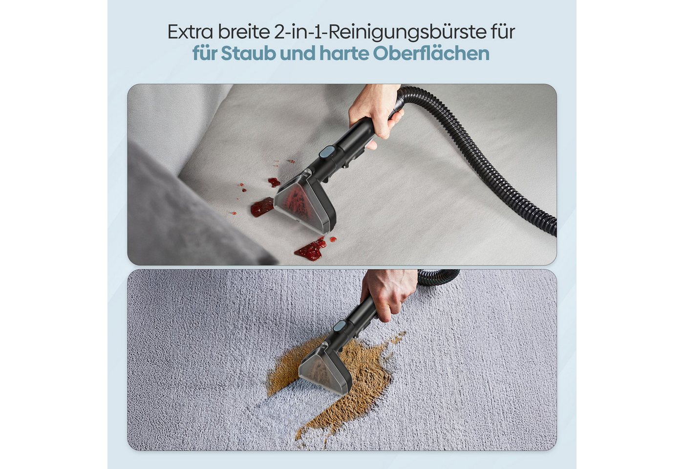 Olvy Dampfreiniger für Sofa, Polster, Teppich & Auto, Nasssauger mit Dampffunktion, 17.000 PA, 5m Kabel, mit 1,2l Schmutzwassertank inkl. Zubehör Bild 5