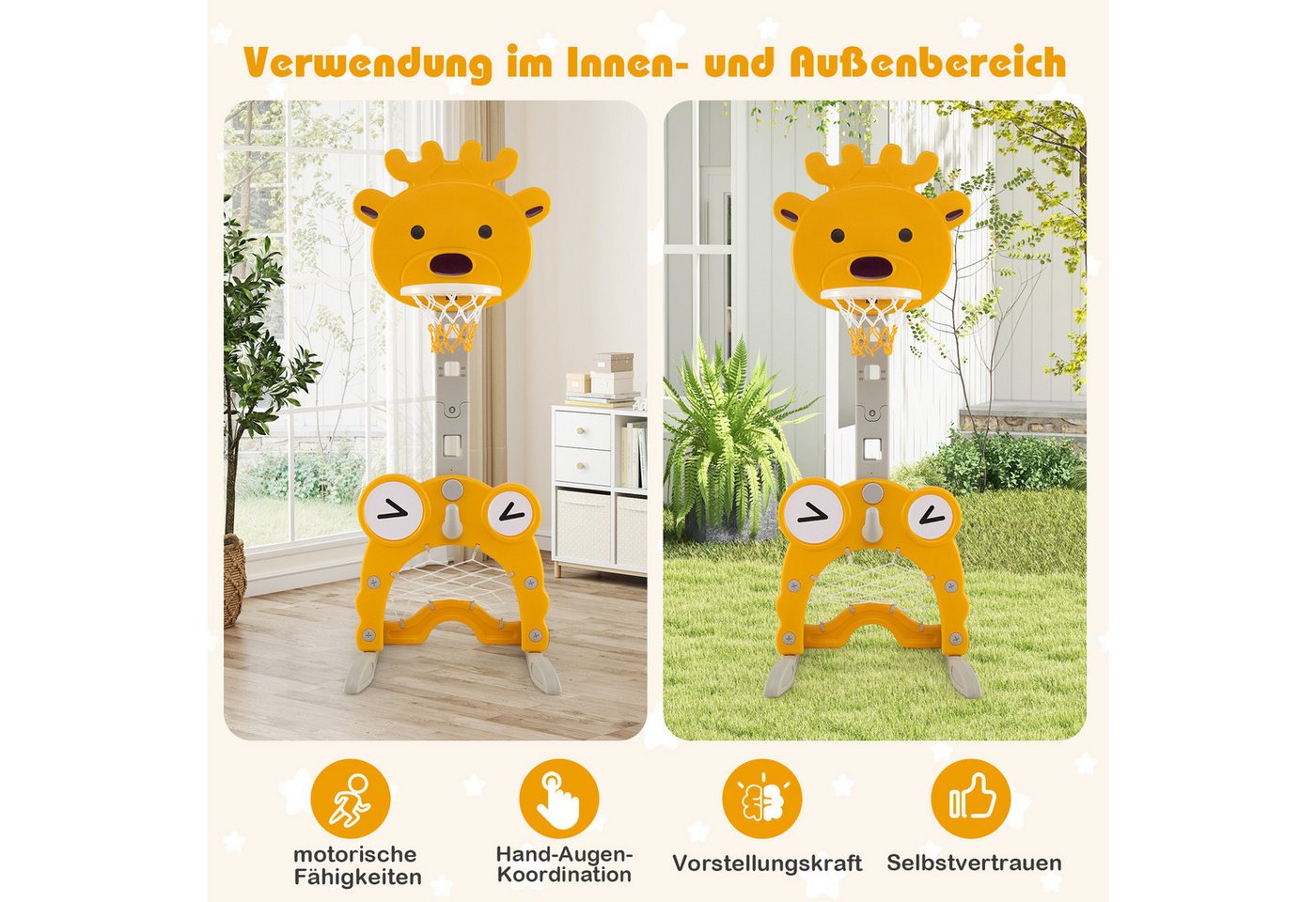 COSTWAY Basketballkorb, höhenverstellbares Basketballständer mit Fußballtor Bild 2
