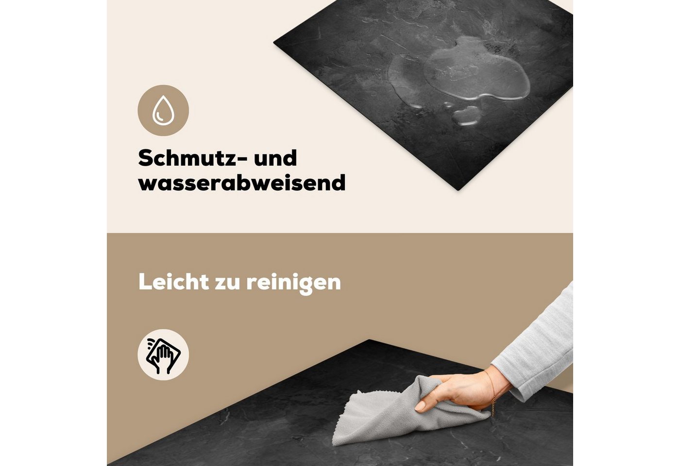 MuchoWow Herd-Abdeckplatte Struktur - Zement - Beton - Grau - Vintage, Vinyl, (1 tlg), Küche Herdabdeckplatte Ceranfeld Vinyl Einteilig, 59x52 cm Bild 2