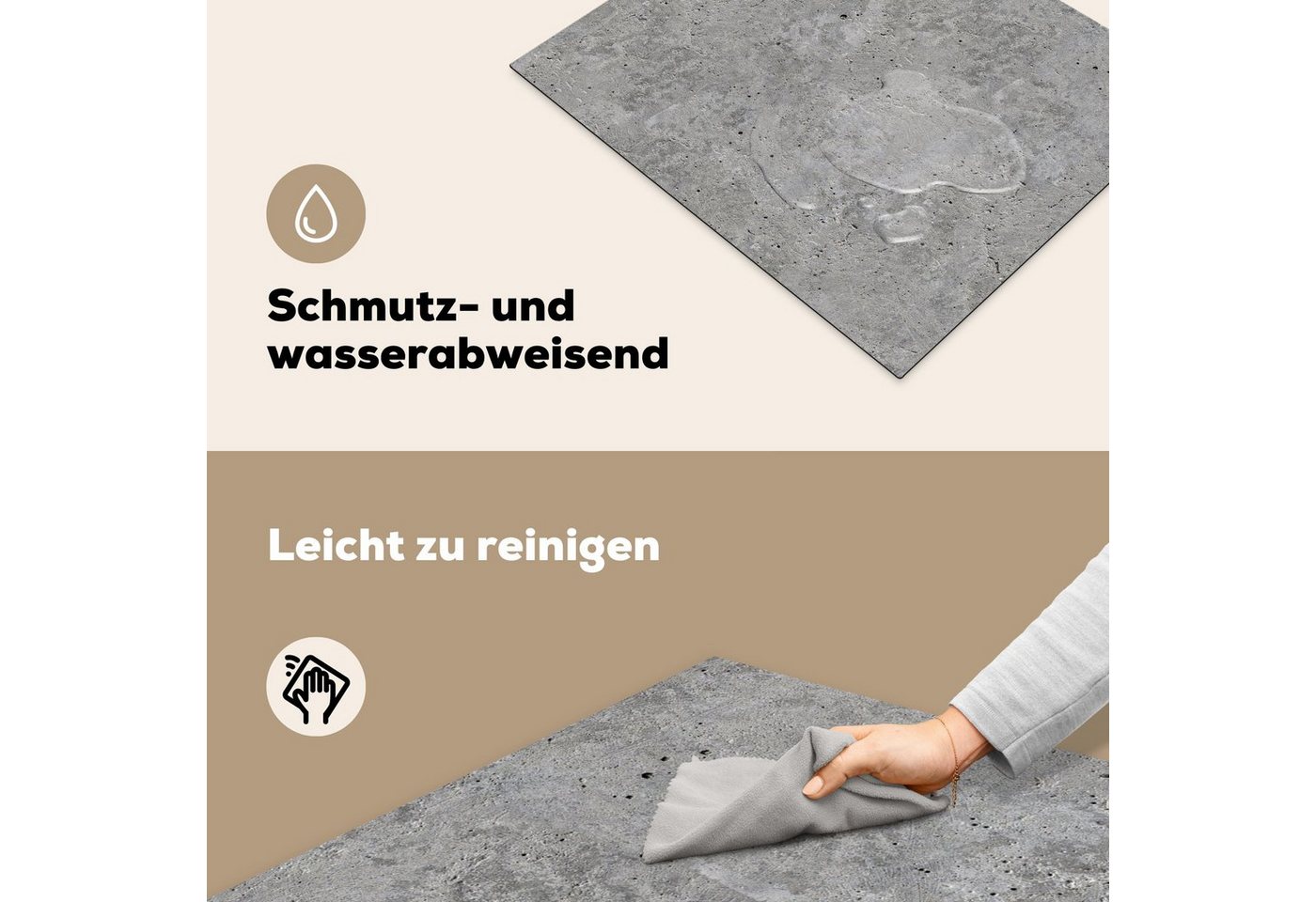 MuchoWow Herd-Abdeckplatte Beton - Schiefer - Grau - Betonoptik/print, Vinyl, (1 tlg), Abdeckung Induktionskochfeld Schutzmatte, Küche Deko, 65x52 cm Bild 5