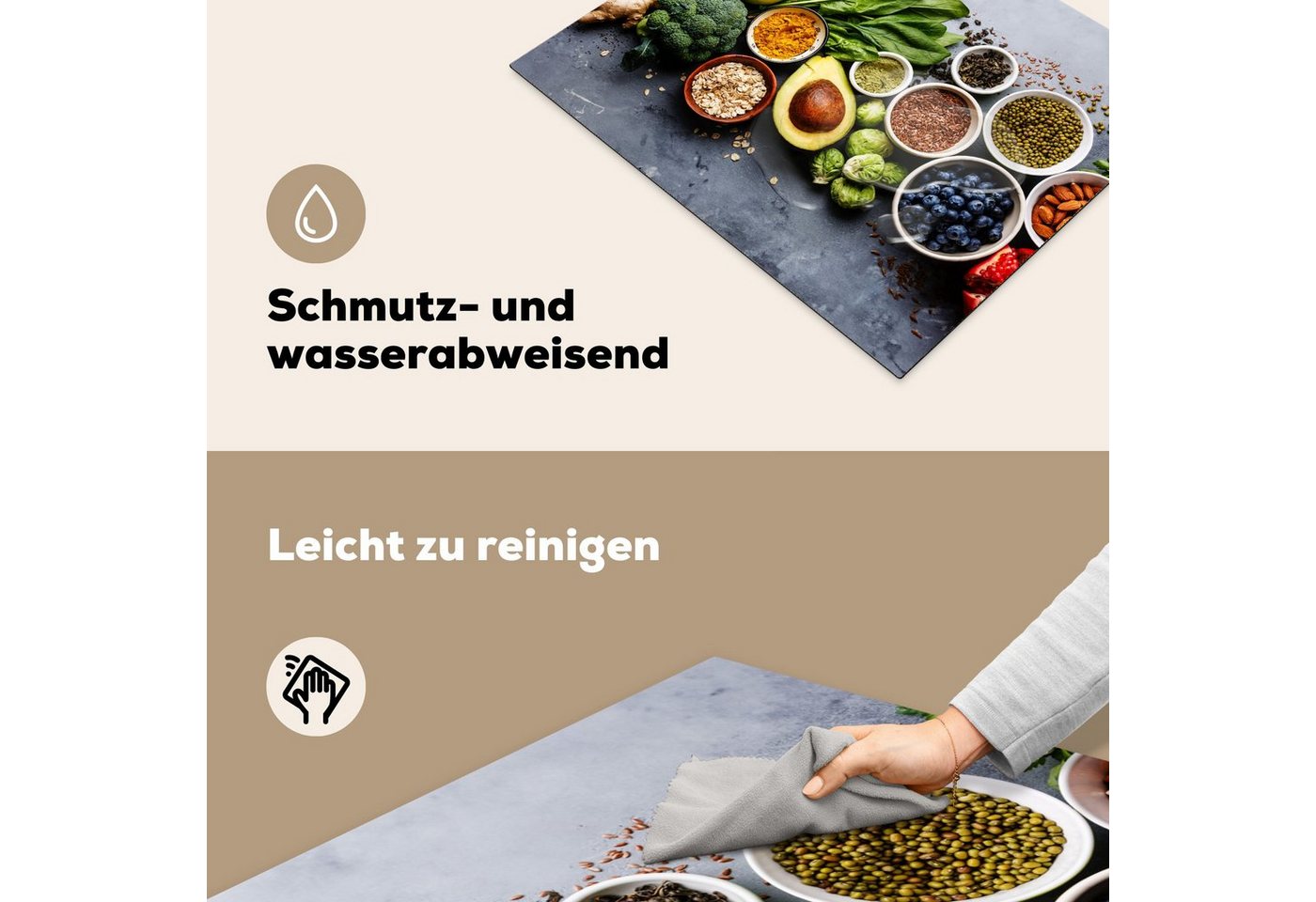 MuchoWow Herd-Abdeckplatte Obst - Beton - Gemüse, Vinyl, (1 tlg), Abdeckung Induktionskochfeld Schutzmatte, Küche Deko, 65x52 cm Bild 2