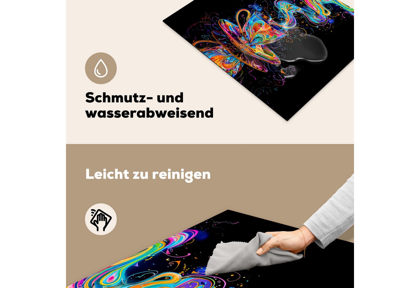 MuchoWow Herd-Abdeckplatte Kaffee - Bunt - Tasse - Schwarz, Vinyl, (1 tlg), Abdeckung Induktionskochfeld Schutzmatte, Küche Deko, 65x52 cm Bild 4