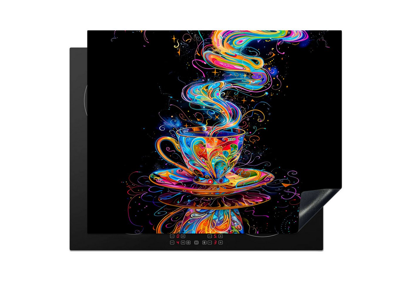 MuchoWow Herd-Abdeckplatte Kaffee - Bunt - Tasse - Schwarz, Vinyl, (1 tlg), Abdeckung Induktionskochfeld Schutzmatte, Küche Deko, 65x52 cm Bild 5