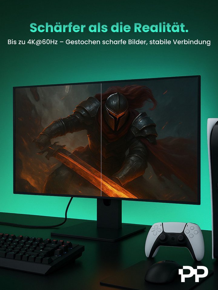 ProfiPatch ProfiPatch HDMI Glasfaserkabel 4K60Hz UHD 10m schwarz Goldkontakt Zink HDMI-Kabel, (1000 cm) Bild 4