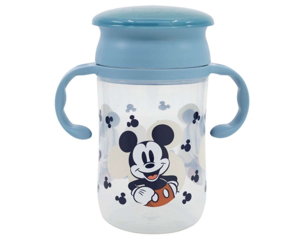Disney Mickey Mouse Trinkflasche Trinklernbecher 395 ml – 360° Becher mit Griffen und Deckel Bild 2