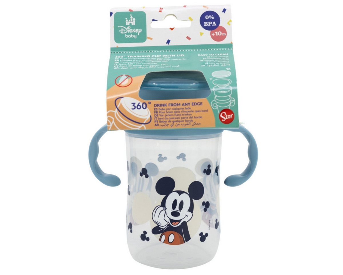 Disney Mickey Mouse Trinkflasche Trinklernbecher 395 ml – 360° Becher mit Griffen und Deckel Bild 3