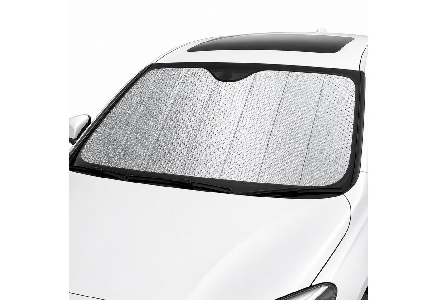 StellarLuma Autosonnenschutz Sonnenschutz Auto Frontscheibe Windschutzscheibe UV Schutz für Sommer, (Reflektierender UV Sonnenschutz), Reflektierend, faltbar und auch hitzeabweisend für die Frontscheibe. Bild 5
