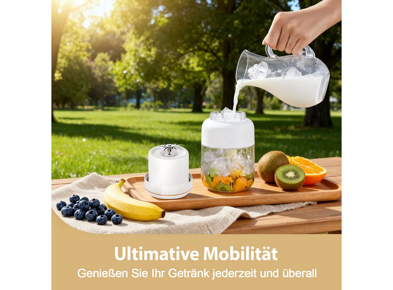 Fine Life Pro Entsafter 800ml Tragbare Smoothie-Maker, Mini-Saftpresse mit Edelstahlmesser, 80W, 1300*2mAh Akku – Frischer Saft überall Bild 2