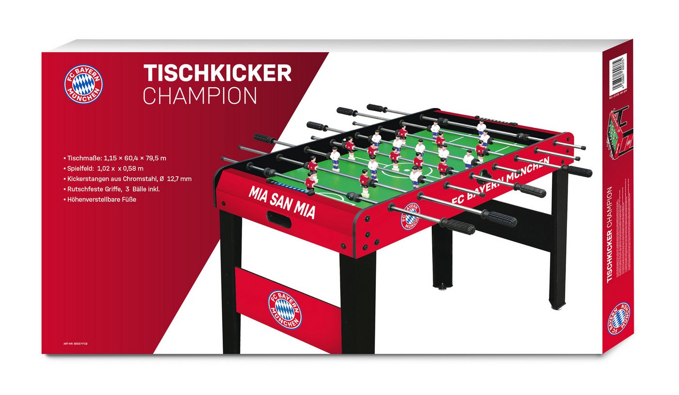 FC Bayern München Mini-Tischkicker FC Bayern München Tischkicker "Champion", Stangen aus Chromstahl, rutschfeste Griffe, 3 Bälle, höhenverstellbar