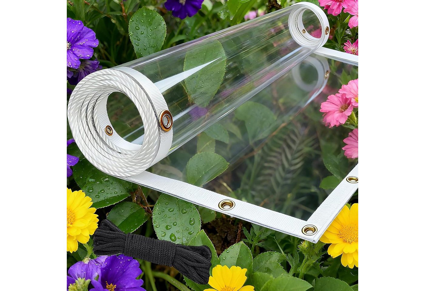 Shade&Beyond Schutzplane Transparente Wasserdichte Plane mit Ösen 380 g/m² für Außenbereich Bild 5