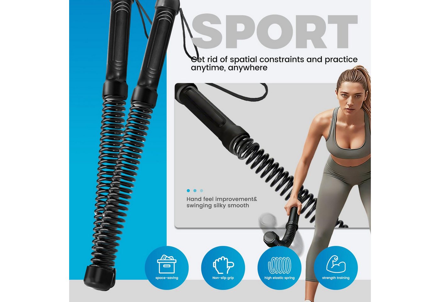 Kityhome Handmuskeltrainer Battle Rope ohne Seil, tragbar, leise, Verstellbar Trainingsseile, Ganzkörpertraining – Muskelaufbau & Ausdauer Bild 3