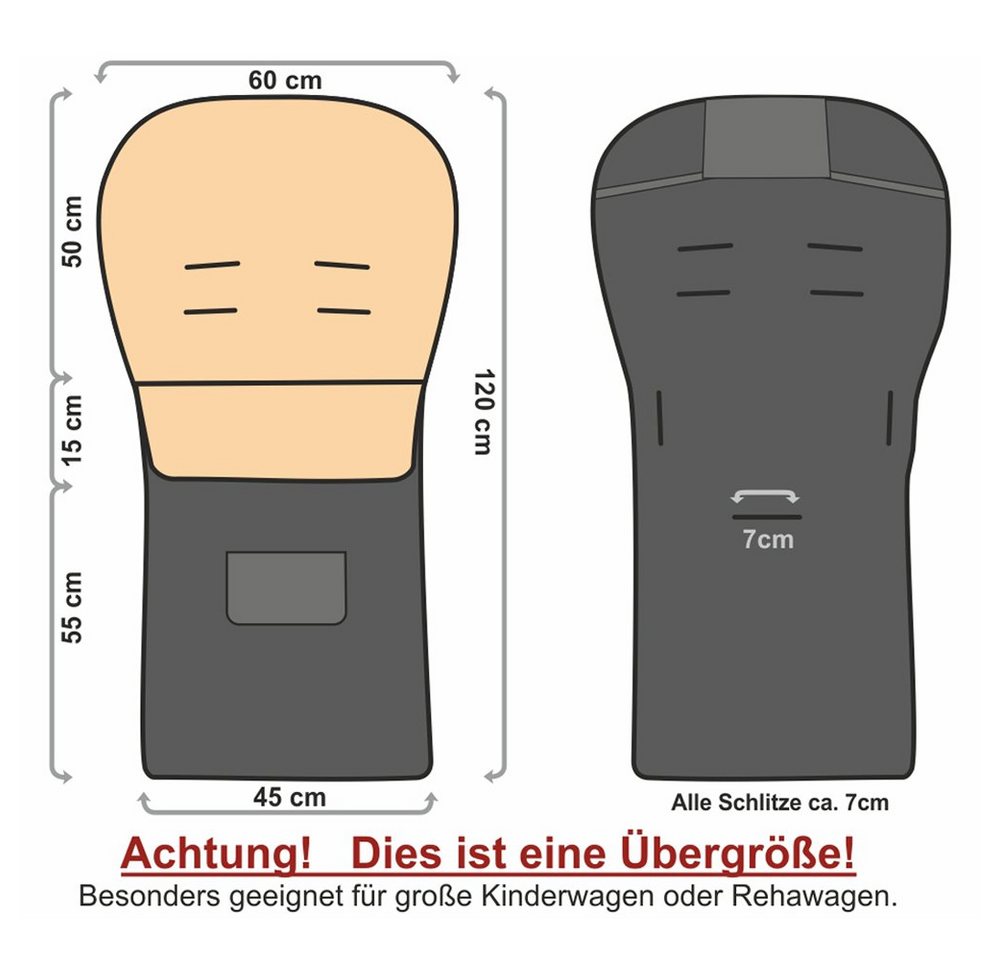 Baby-Joy Fußsack KAI XXL 120 cm Fußsack Lammwolle Winterfußsack Übergroß Lang