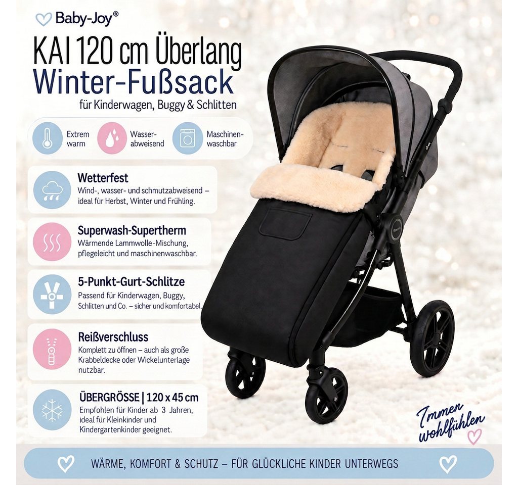 Baby-Joy Fußsack KAI XXL 120 cm Fußsack Lammwolle Winterfußsack Übergroß Lang Bild 5
