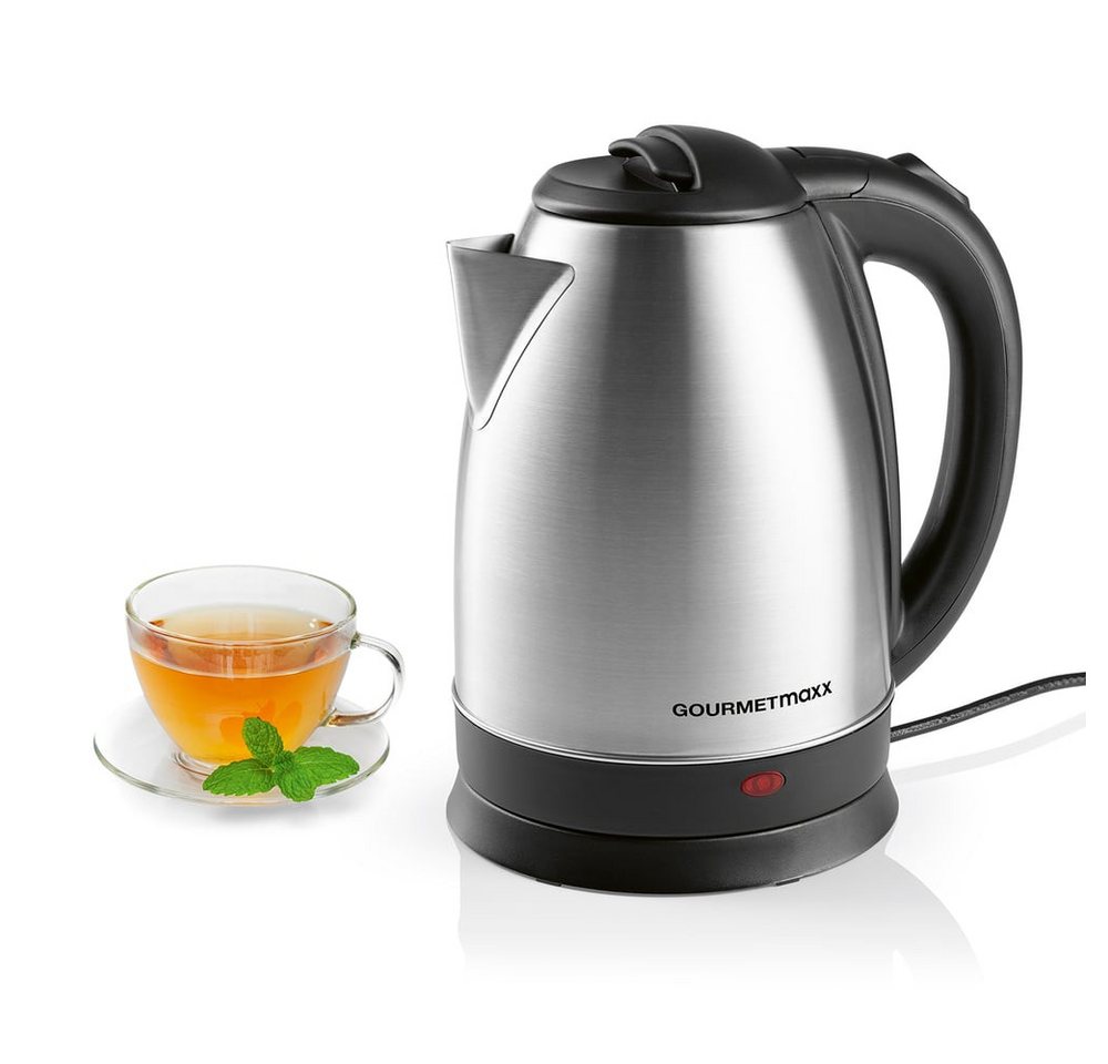 GOURMETmaxx Wasserkocher Wasserkocher 1,8l, 1500 W, 1500W Edelstahl/schwarz