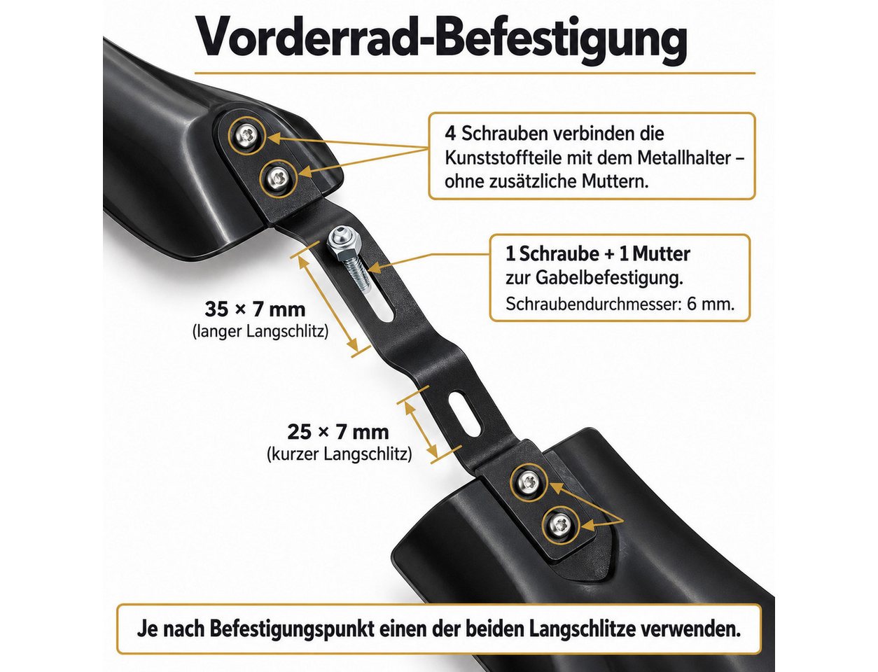 GOLDEN Schutzblech Fahrrad-Schutzblech-Set vorne und hinten, Schwarz