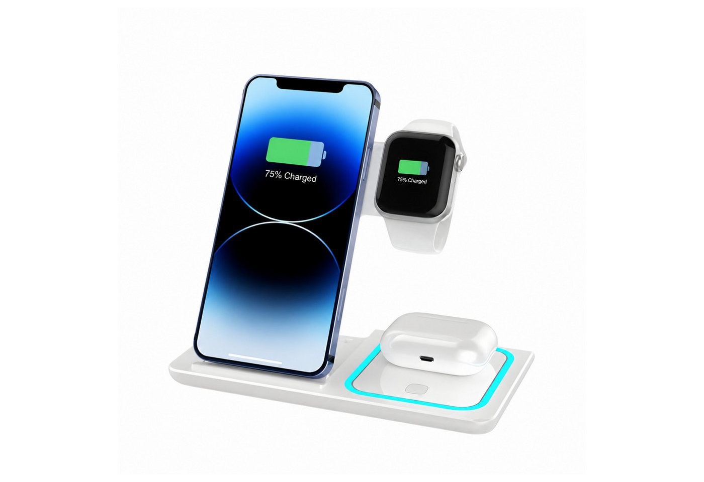 PlugUp Ladestation für Apple Watch iPhone & AirPods 3in1 MagSafe Ladegerät Ladestation (3000 mA, 3in1 Ladestation für Apple Watch, iPhone & AirPods – MagSafe Ladegerät)