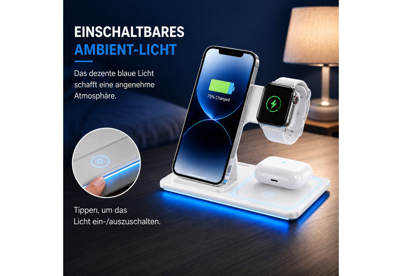 PlugUp Ladestation für Apple Watch iPhone & AirPods 3in1 MagSafe Ladegerät Ladestation (3000 mA, 3in1 Ladestation für Apple Watch, iPhone & AirPods – MagSafe Ladegerät) Bild 3