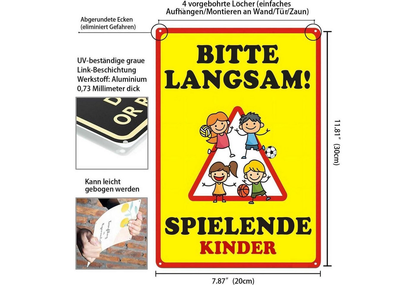 LuxusKollektion Warnschild Warnschild Kinderspielplatz Vorsicht BITTE LANGSAM SPIELENDE KINDER