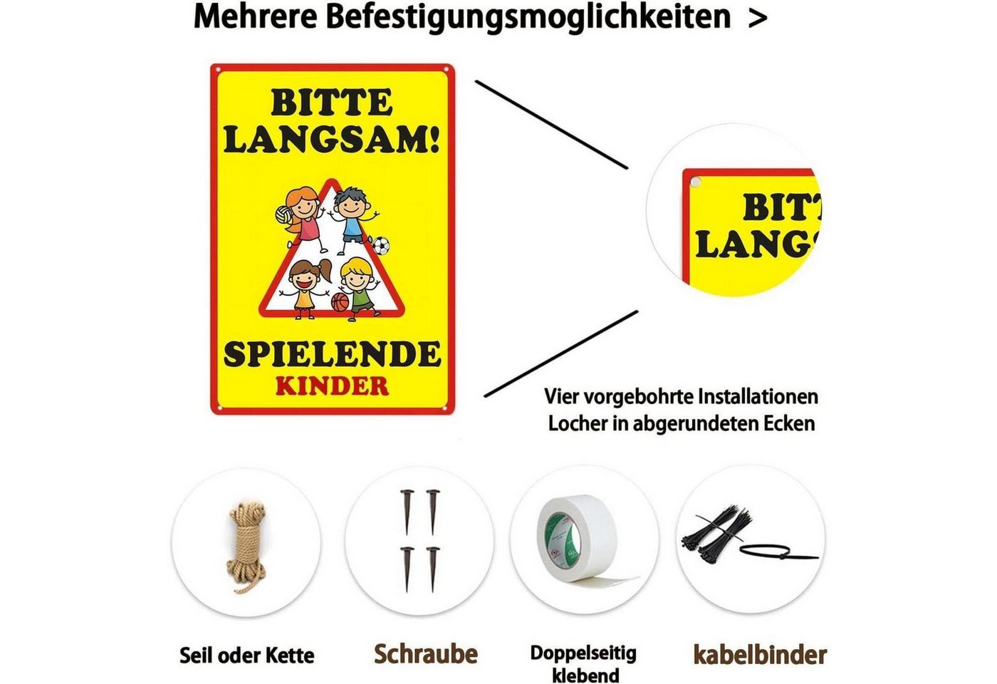 LuxusKollektion Warnschild Warnschild Kinderspielplatz Vorsicht BITTE LANGSAM SPIELENDE KINDER Bild 4