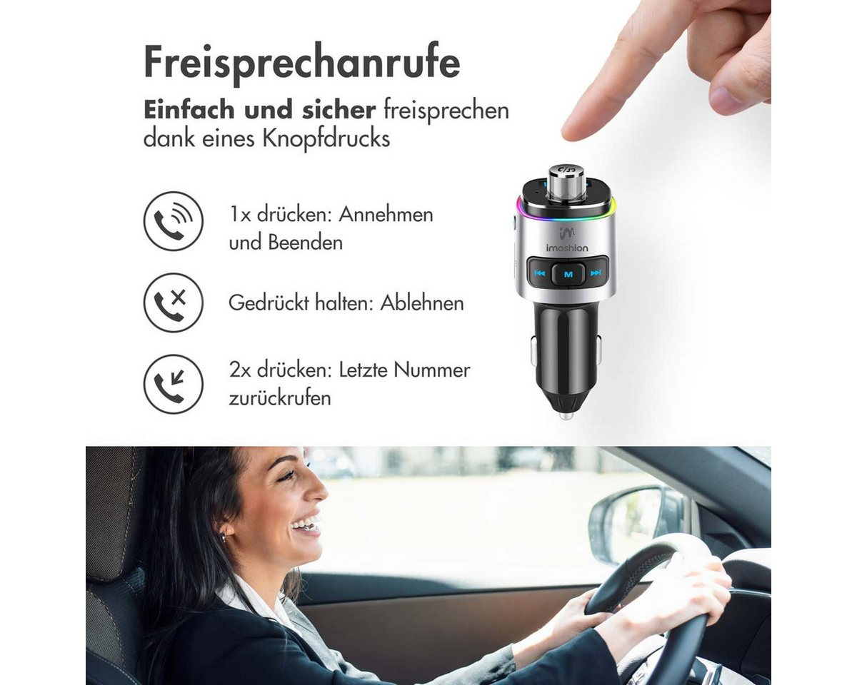 imoshion imoshion Bluetooth FM-Transmitter Auto - mit Power-Delivery-USB-C-Lade KFZ-Transmitter