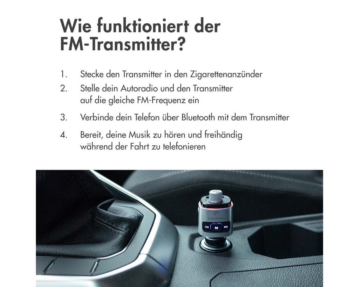 imoshion imoshion Bluetooth FM-Transmitter Auto - mit Power-Delivery-USB-C-Lade KFZ-Transmitter Bild 2