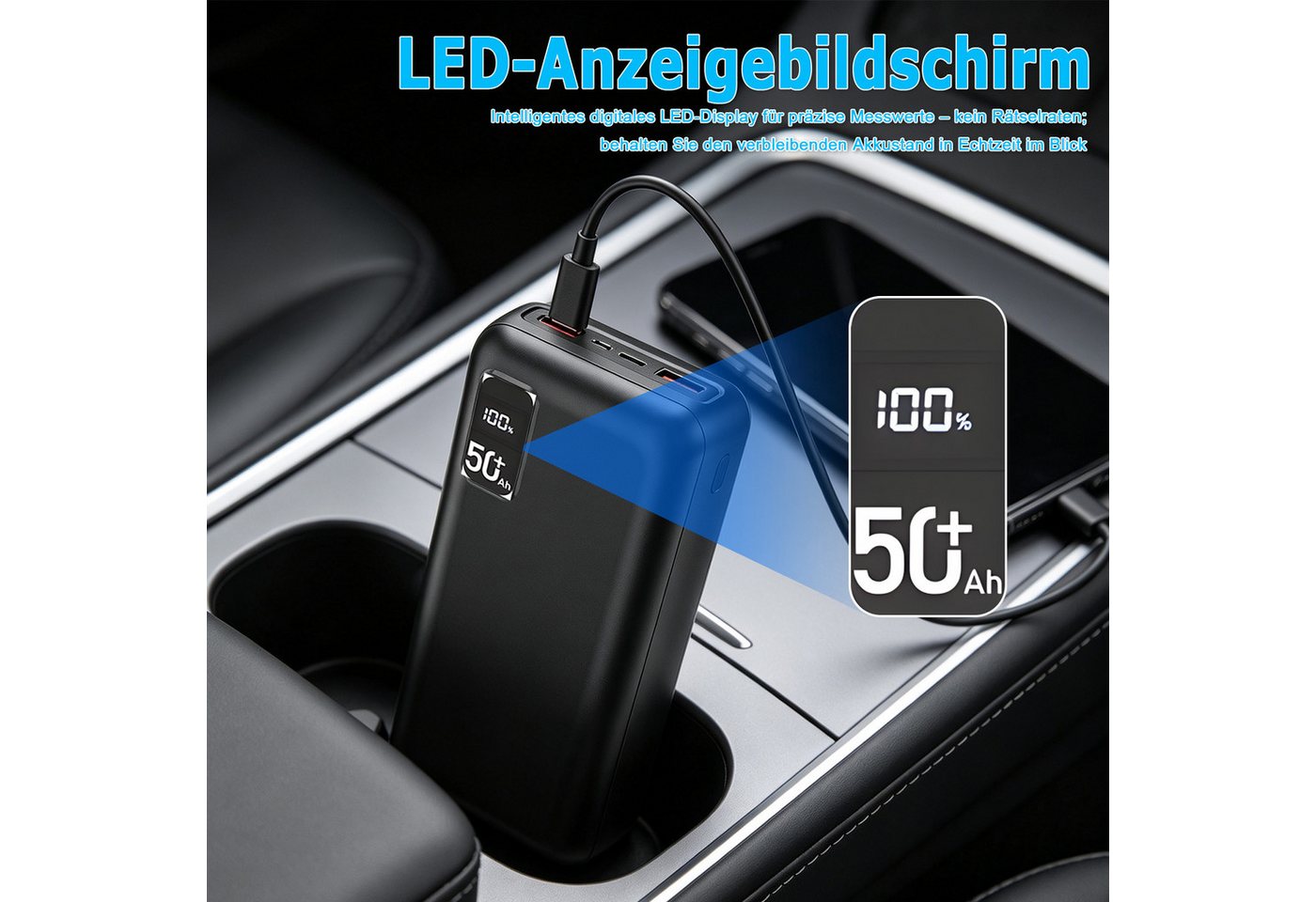 AKKEE 50.000 mAh 22,5 W Schnellladung Tragbare Power Bank USB-C Powerbank, Externer Akku Powerbank kompatibel mit iOS & Android Bild 5