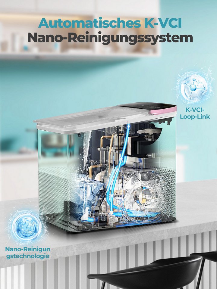 FOHERE Eiswürfelmaschine Klein, 14Kg/24h, 9 Eiswürfel/5 Min, selbstreinigend, mit Schaufel/Korb, 2 Größen, Zuhause/Büro/Bar/RV Bild 4