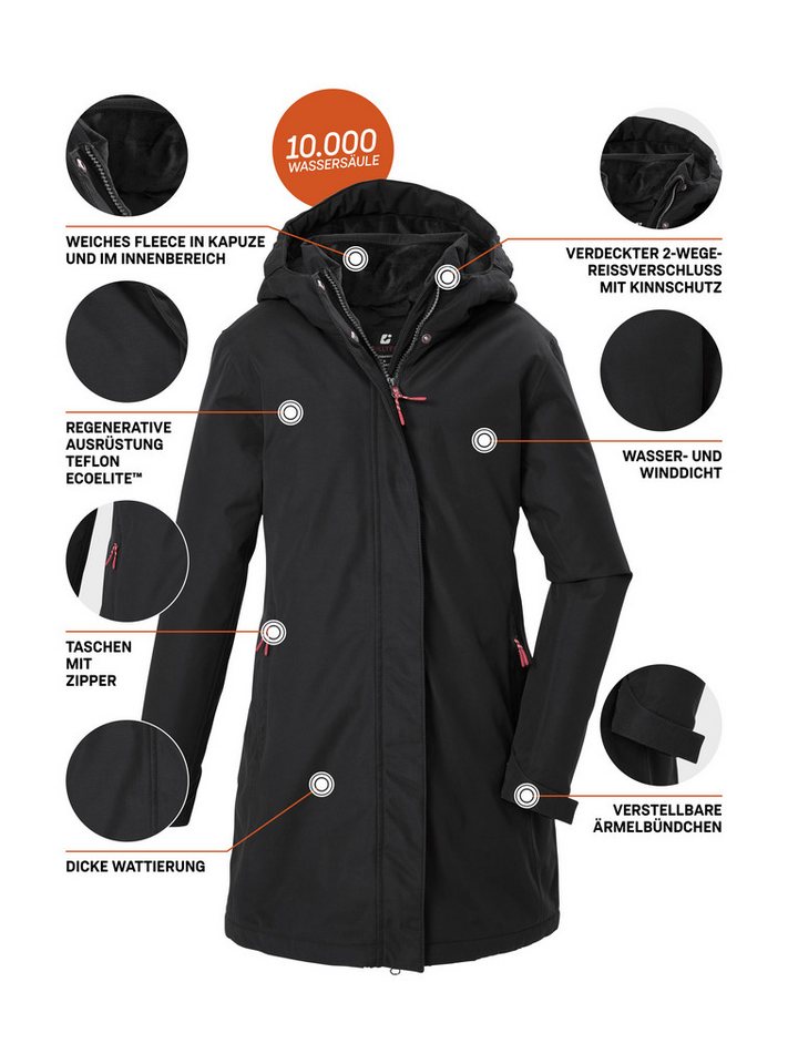 Killtec Funktionsmantel KOW 142 GRLS CT Wind- und wasserdichter Kinder-Wintermantel mit Fleece und Kapuze Bild 4