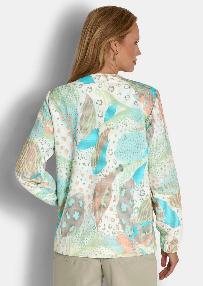 GOLDNER Outdoorjacke Printjacke mit Ottomanstruktur Baumwolljacke mit Rundhals, Reißverschluss, Taschen und Langarm