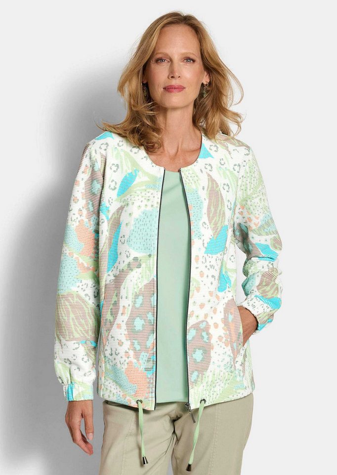 GOLDNER Outdoorjacke Printjacke mit Ottomanstruktur Baumwolljacke mit Rundhals, Reißverschluss, Taschen und Langarm Bild 3