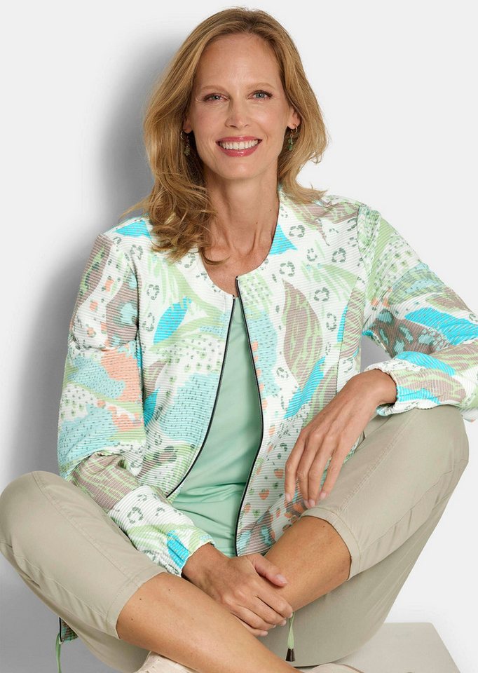 GOLDNER Outdoorjacke Printjacke mit Ottomanstruktur Baumwolljacke mit Rundhals, Reißverschluss, Taschen und Langarm Bild 5
